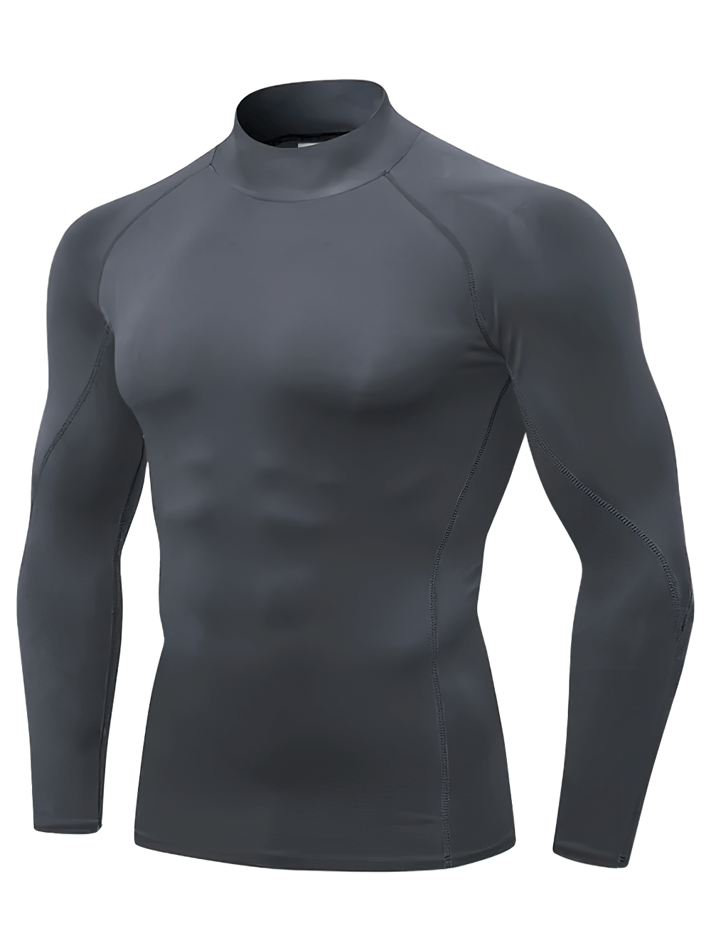 Men's long sleeve turtleneck top SF2145, athletic compression fit, polyester and spandex, ideal for sports activities.